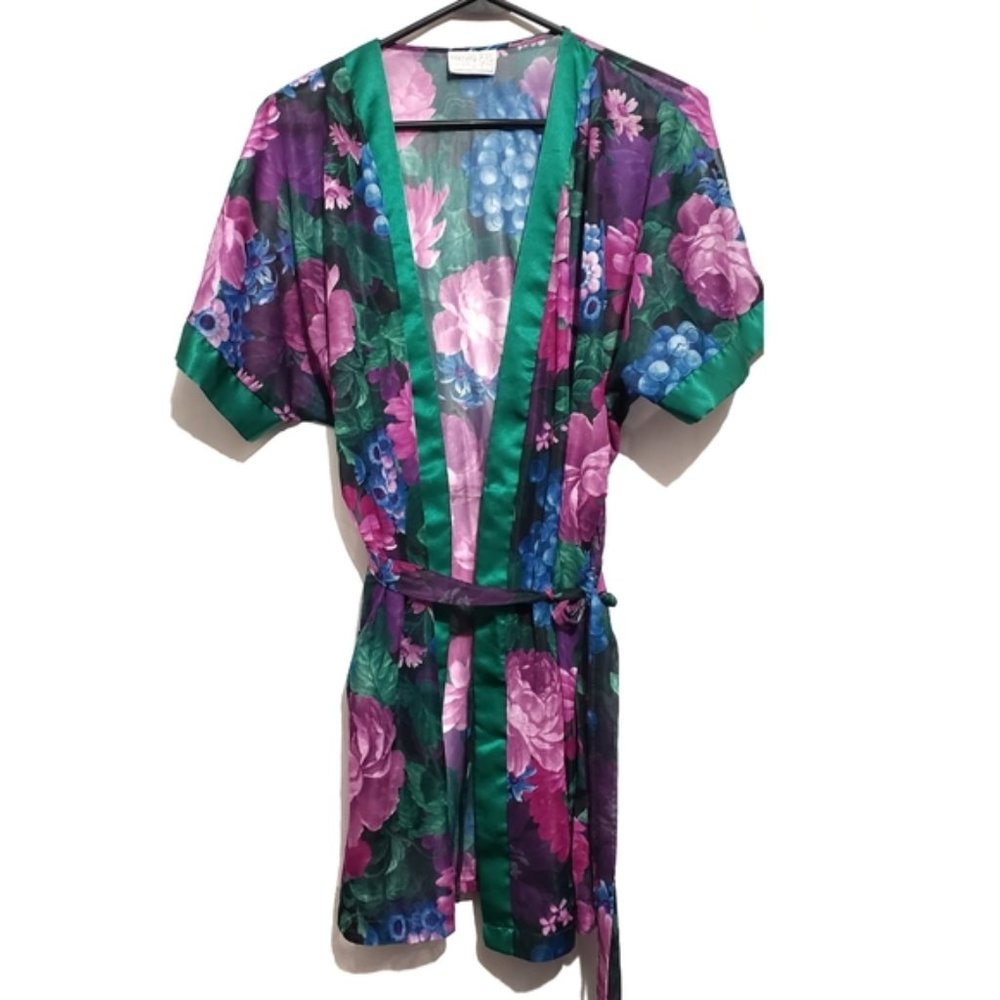vintage floral robe colorful flower kimmono robe o